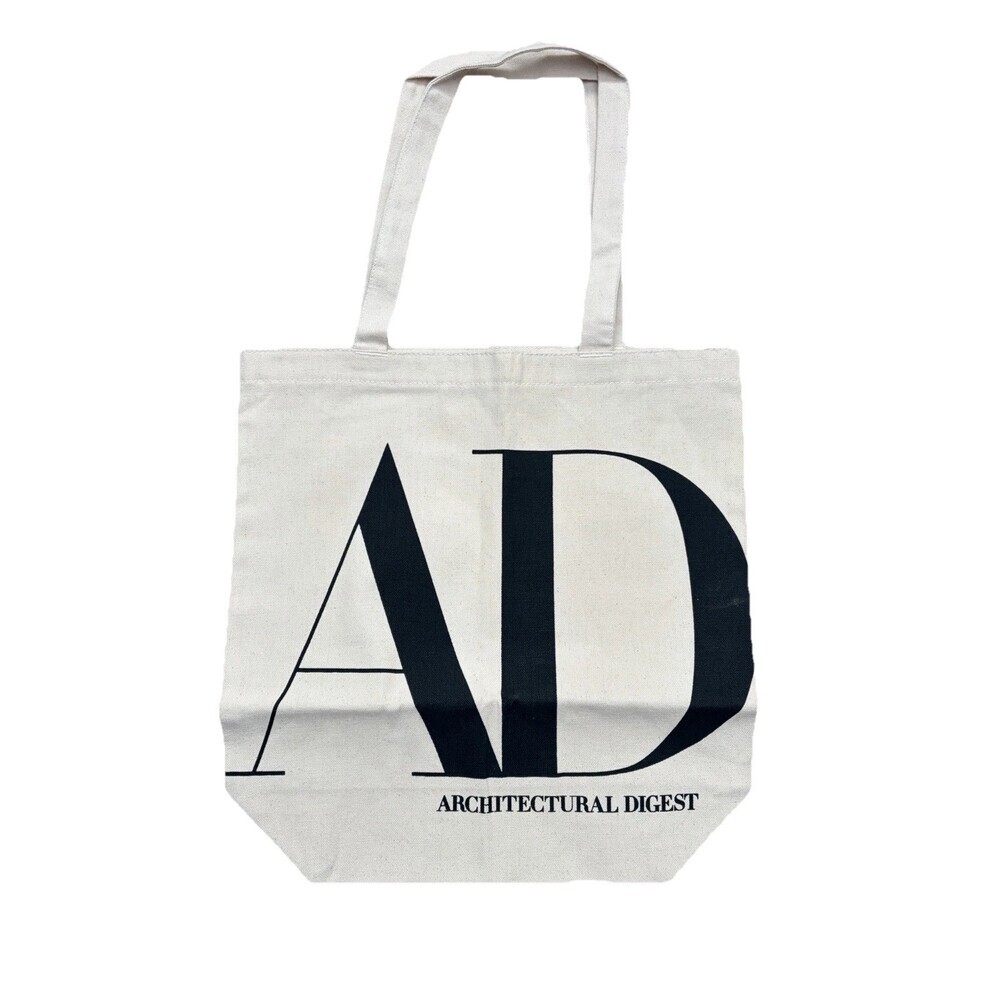 Architectural Digest Tote Bag Canvas AD Logo Magazine Shopper Reusable Beige NEW